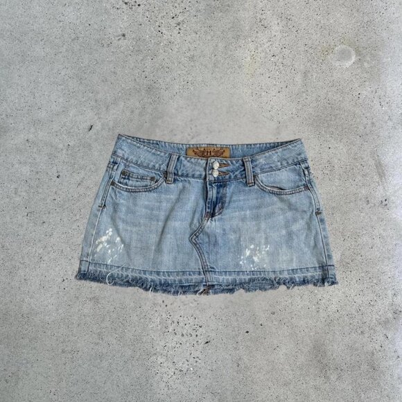 y2k distressed denim mini skirt - Picture 1 of 8